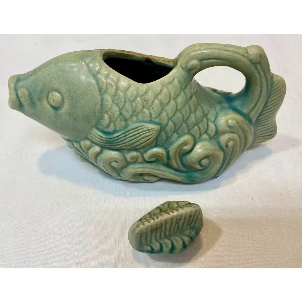 Andrea by Sadek Fish Teapot Vessel Celadon Mint Green